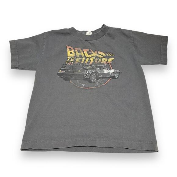Back to the Future Boys Tee Sz‎ M 5 6 Gray DeLorean Screen Print AlStyle Shirt - Picture 4 of 8